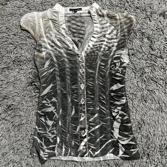 Y2K Sheer Cheetah Print Jersey Shore Top Size L - Picture 1 of 6
